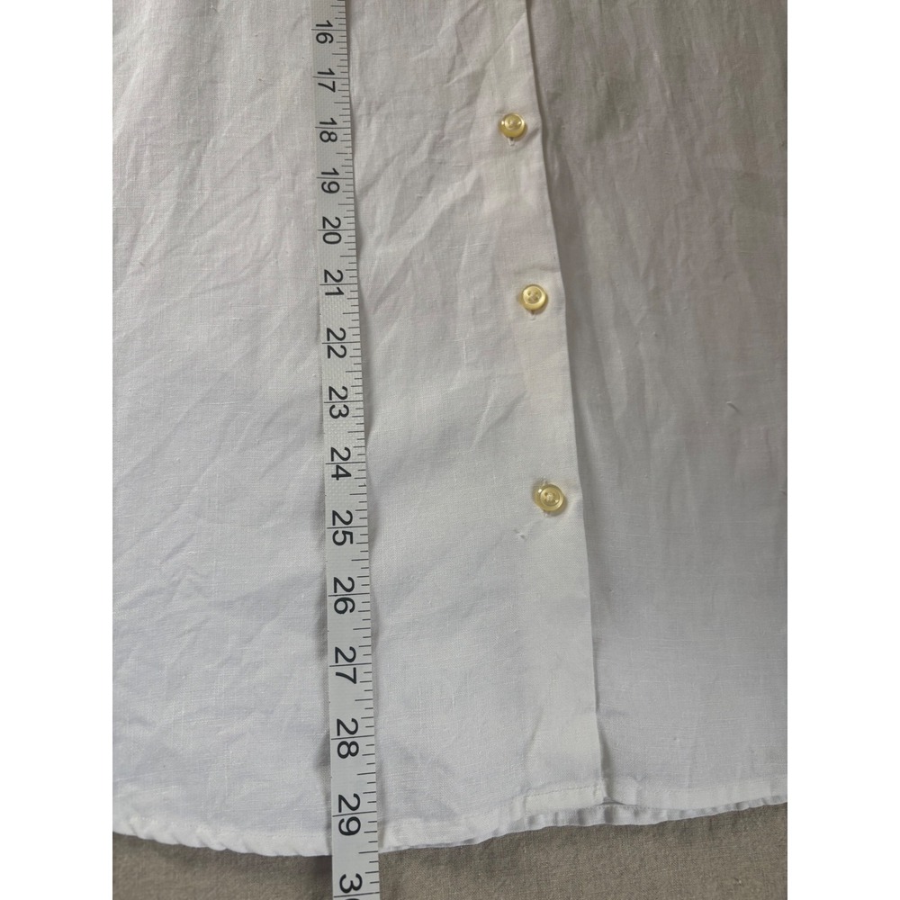Lands End 100% Linen Long Sleeve Shirt Sz 12 Minimalist Capsule Coastal Preppy - Picture 6 of 8